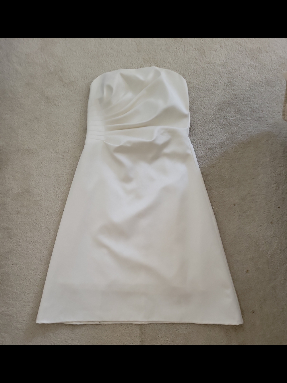 ABS Allen Schwartz Strapless White A-Line Ceremony Dress Sz S Ruched Corset